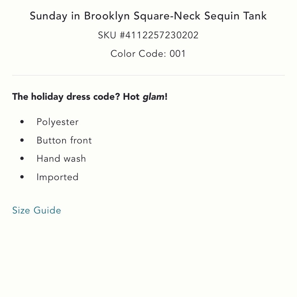 Medium Anthropologie Sunday in Brooklyn Sequin Square Neck Tank top button black - Picture 4 of 17